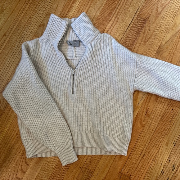 Everlane Sweaters - Everlane Half Zip Merino Sweater - Medium - Beige (Shrunked)